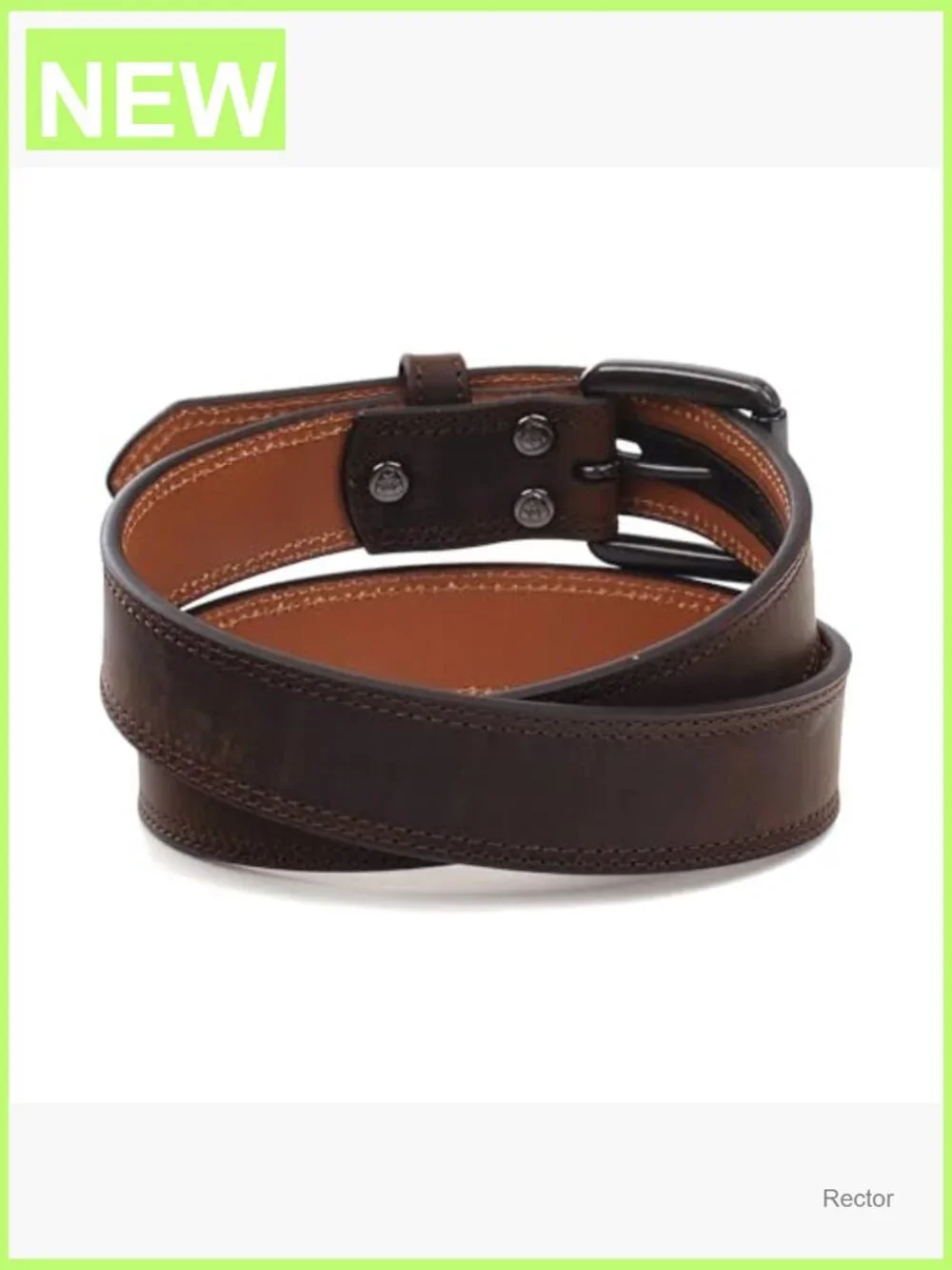 Men's Western Leather Roller Buckle Belt Double Stitched